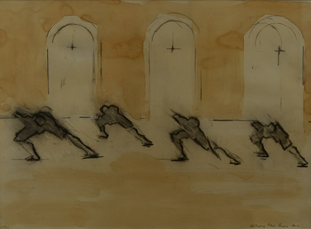 Dancers 1 80x66cm (in frame) Charcoal 